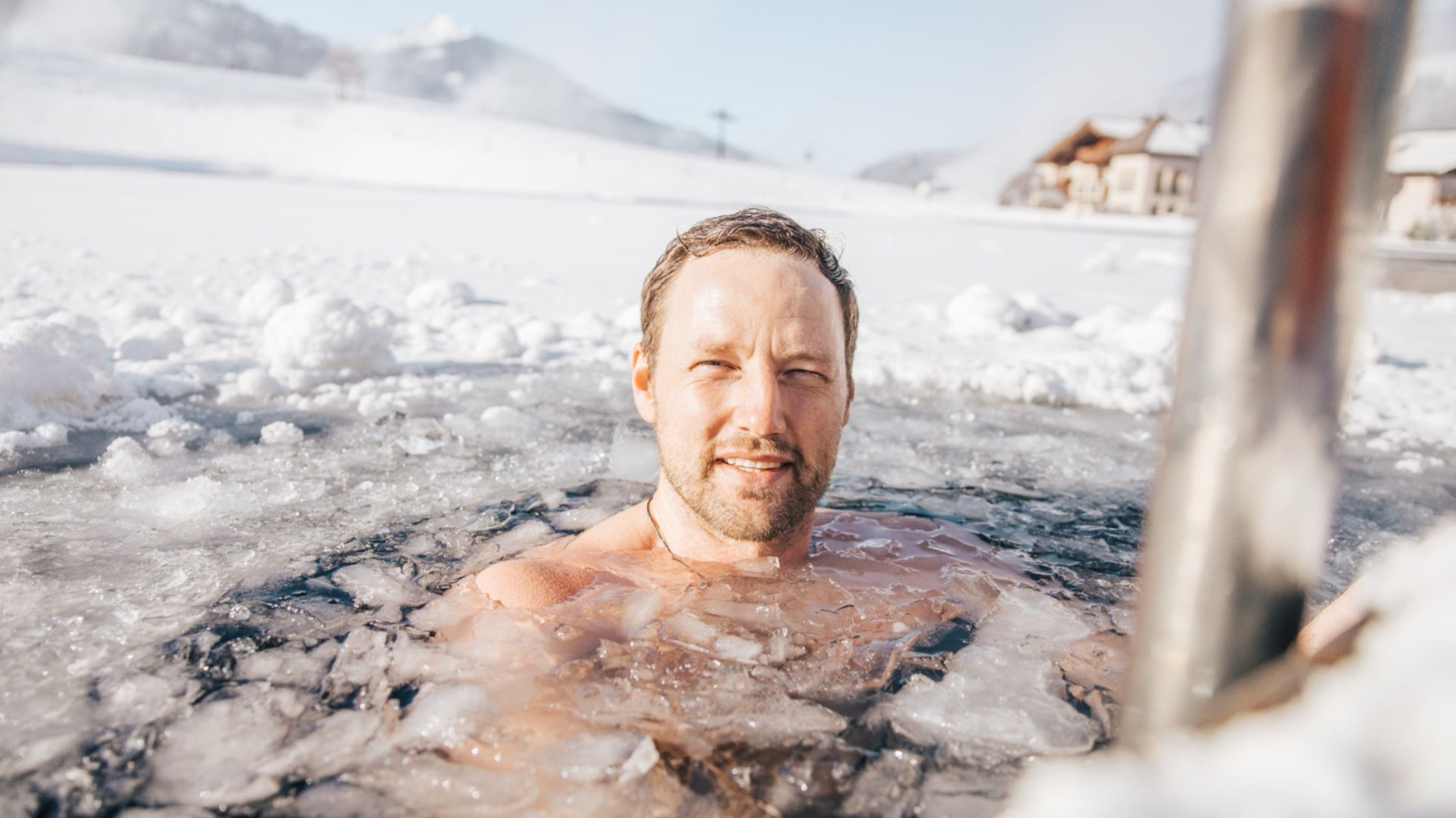 Max Gotzler ice bathing in a frozen lake
